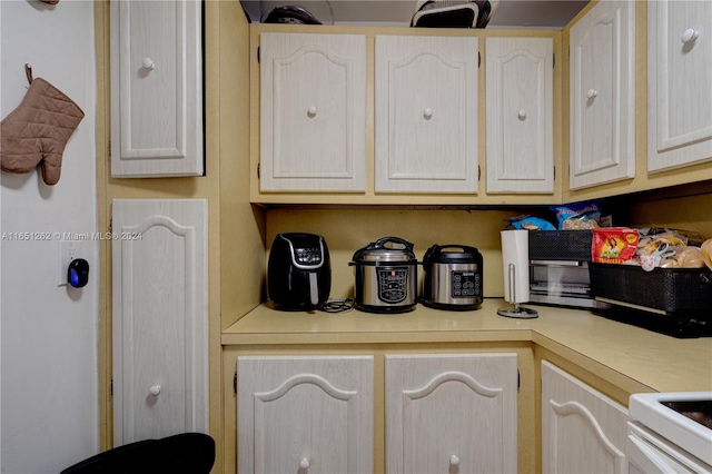 kitchen featuring white stove