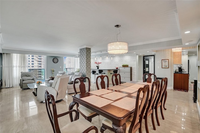 1880 S Ocean Dr Unit Ts106, Hallandale Beach, FL 33009 - dining area featuring recessed lighting and ornamental molding