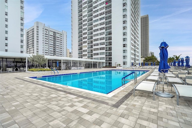 view of pool with a patio area