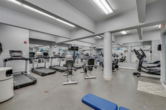 1880 S Ocean Dr Unit Ts106, Hallandale Beach, FL 33009 - exercise room featuring ornate columns and baseboards