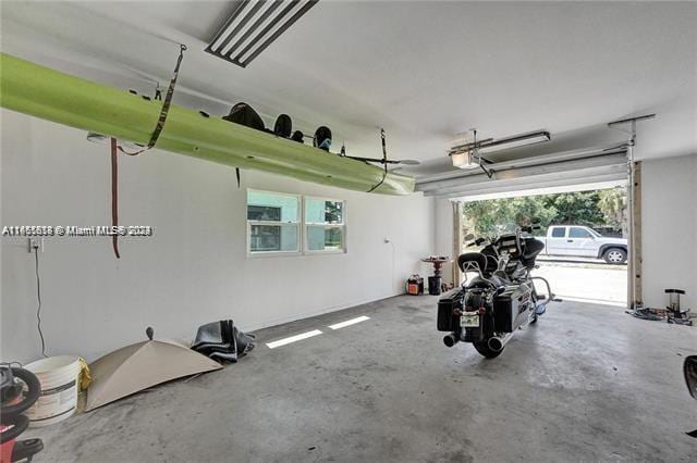 garage with a garage door opener