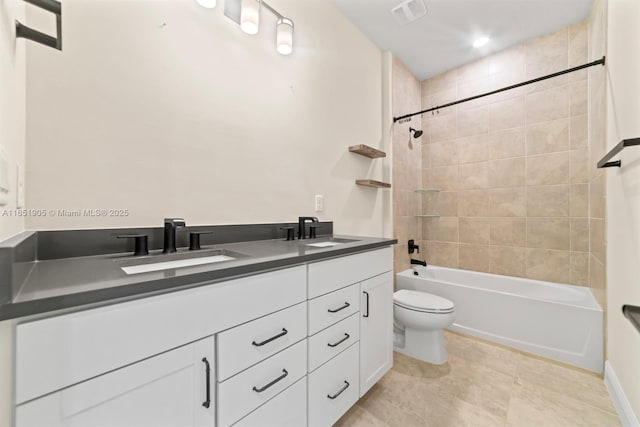 8123 NW 78th St, Tamarac, FL 33321 - bathroom featuring shower / washtub combination, double vanity, and tile patterned floors
