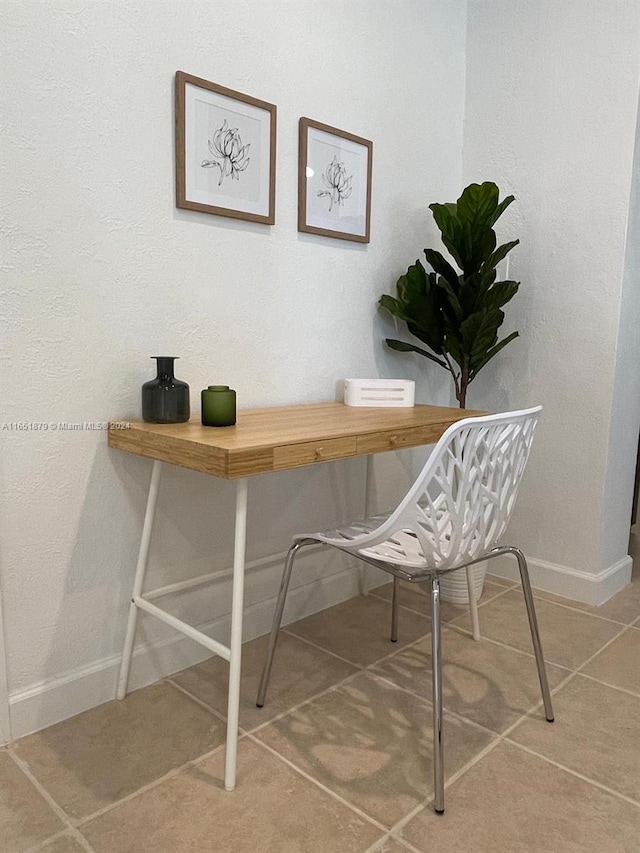 office area featuring tile patterned floors