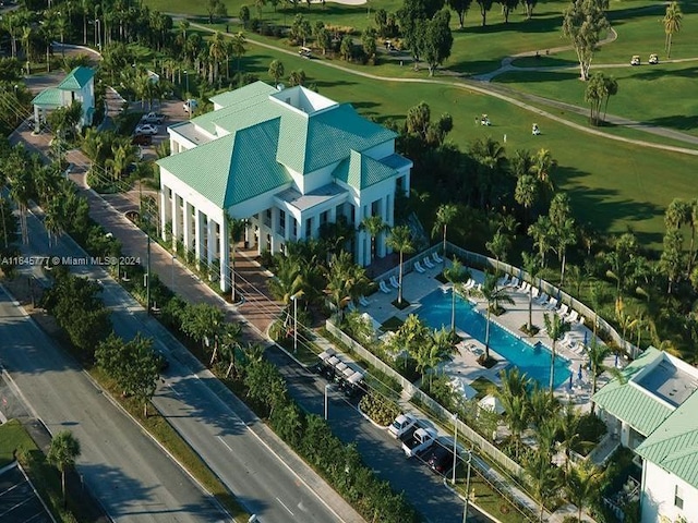 drone / aerial view featuring golf course view