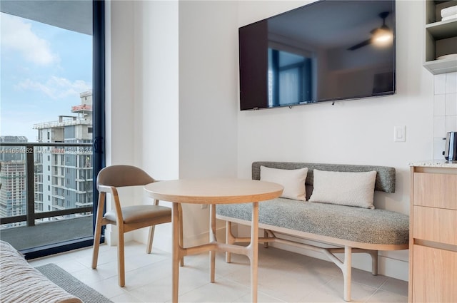 interior space featuring light tile patterned floors