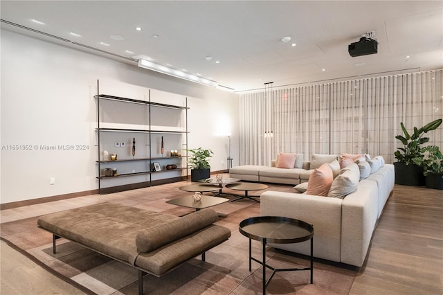 living room with light wood-type flooring