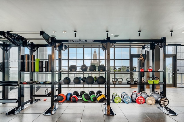 workout area with a wealth of natural light and floor to ceiling windows