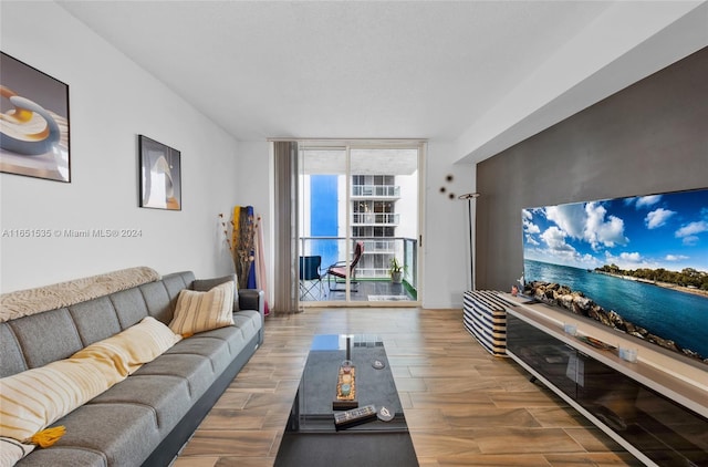 living room with hardwood / wood-style flooring