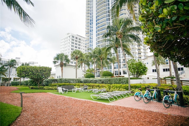 view of property's community featuring a lawn