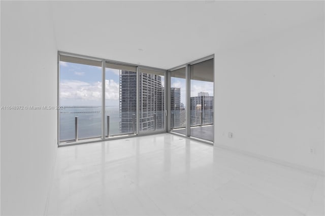 spare room featuring floor to ceiling windows and plenty of natural light