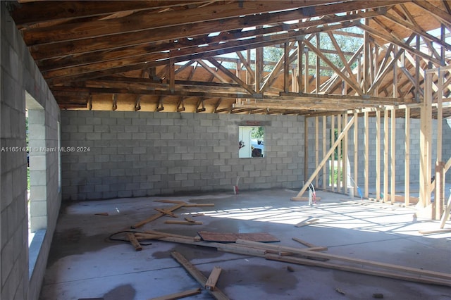 miscellaneous room featuring vaulted ceiling