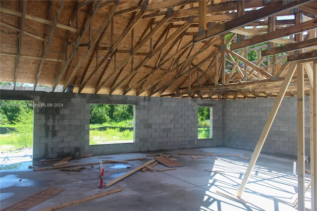 misc room featuring high vaulted ceiling