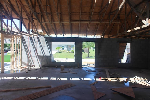 miscellaneous room with vaulted ceiling