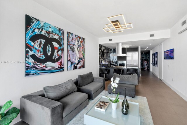 1100 Biscayne Blvd Unit 4004, Miami, FL 33132 - living room featuring baseboards, visible vents, and tile patterned floors