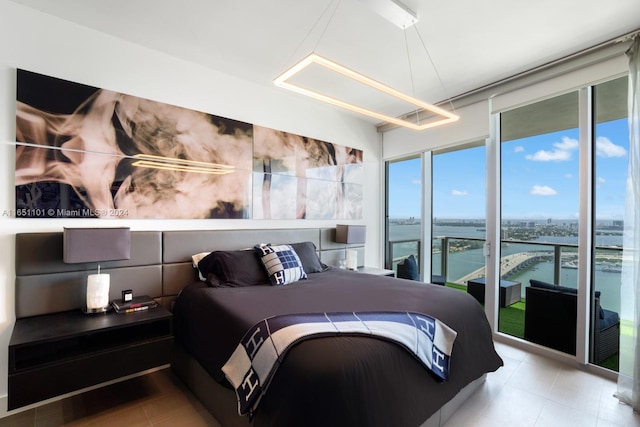 bedroom with a water view