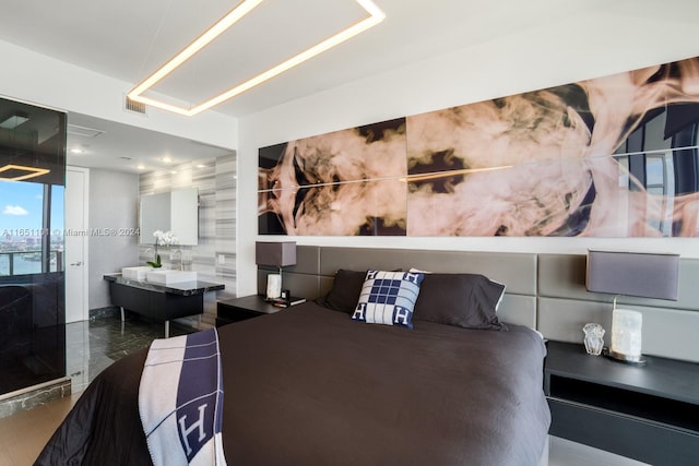 1100 Biscayne Blvd Unit 4004, Miami, FL 33132 - bedroom featuring visible vents and marble finish floor