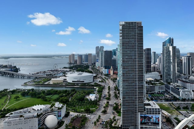 view of city with a water view