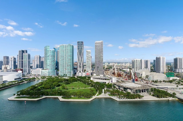 1100 Biscayne Blvd Unit 4004, Miami, FL 33132 - bird's eye view featuring a water view and a city view