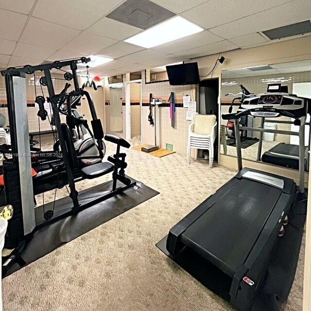 6100 NW 44th St Unit 405, Lauderhill, FL 33319 - gym featuring a drop ceiling and carpet flooring