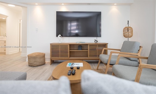 living room with hardwood / wood-style flooring