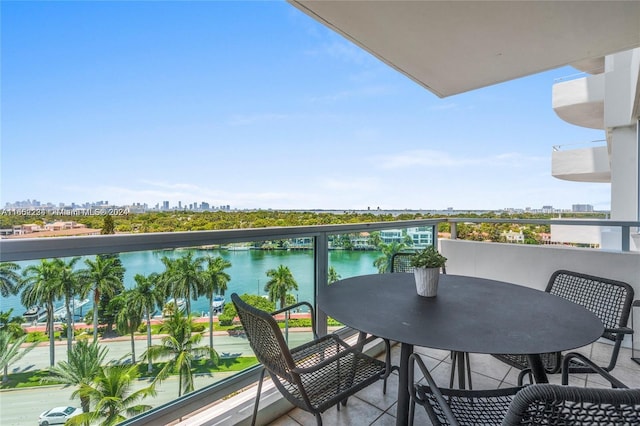 balcony with a water view