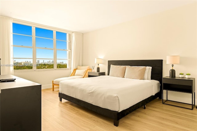 bedroom featuring light hardwood / wood-style flooring