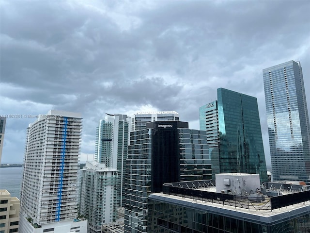 property's view of city with a water view