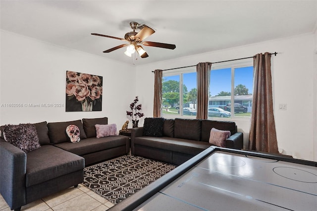 2320 SW 36th Ave, Fort Lauderdale, FL 33312 - living area featuring light tile patterned floors and ceiling fan