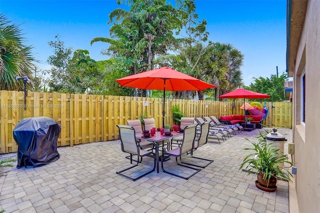 view of patio with area for grilling