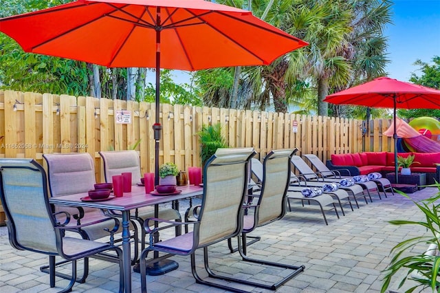 view of patio with an outdoor living space