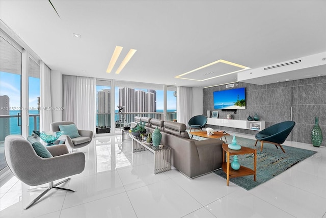 16500 Collins Ave Unit 2451, Sunny Isles Beach, FL 33160 - living room featuring floor to ceiling windows and tile patterned flooring