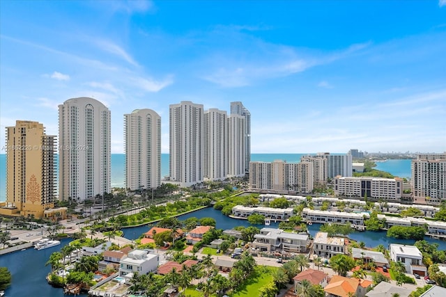 bird's eye view featuring a water view