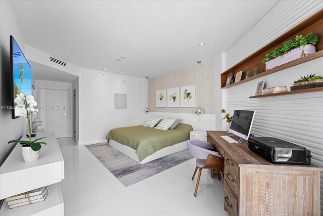 16500 Collins Ave Unit 2451, Sunny Isles Beach, FL 33160 - bedroom with an office area, light tile patterned floors, and recessed lighting