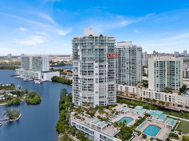16500 Collins Ave Unit 2451, Sunny Isles Beach, FL 33160 - view of property featuring a water view and a view of city