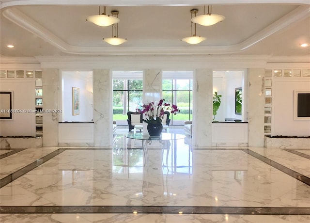5700 Collins Ave Unit 8B, Miami Beach, FL 33140 - building lobby with ornamental molding and recessed lighting