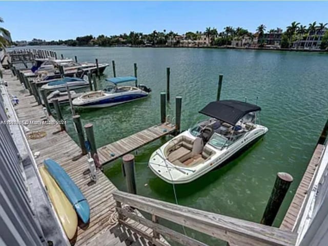 view of dock featuring a water view