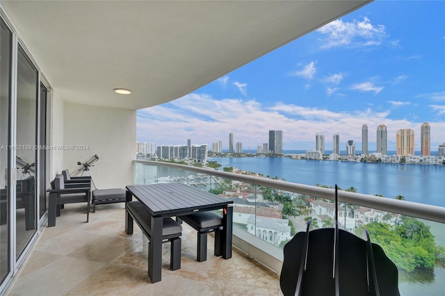 balcony with a water view