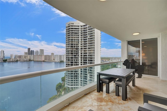 balcony with a water view