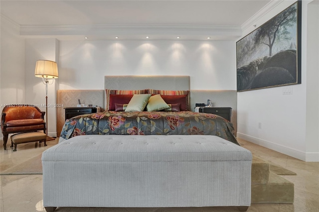 bedroom featuring ornamental molding