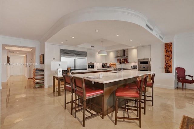 interior space with ornamental molding