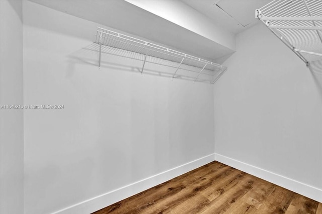 walk in closet featuring hardwood / wood-style floors