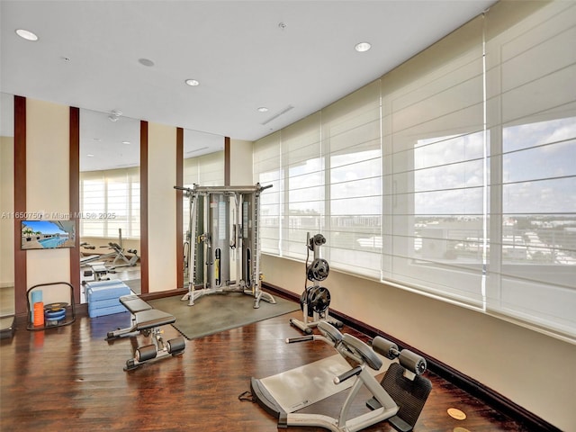 exercise area with recessed lighting