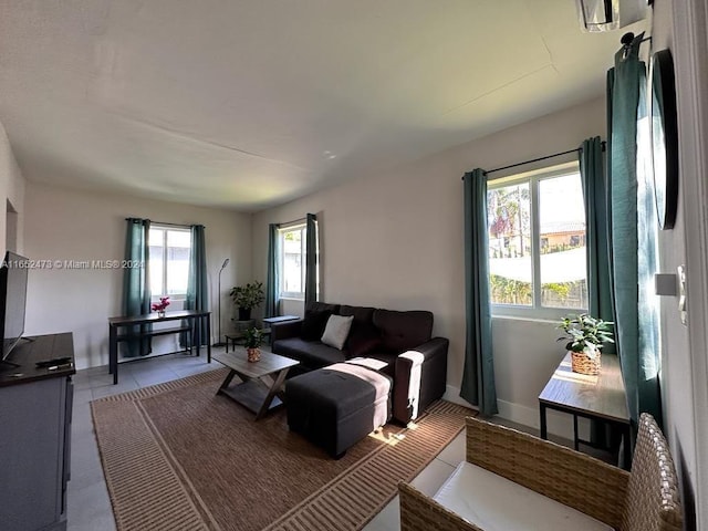 view of tiled living room