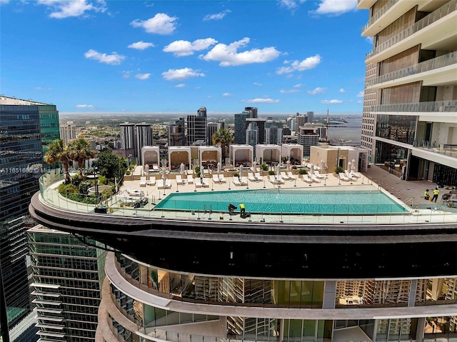 view of pool featuring a patio