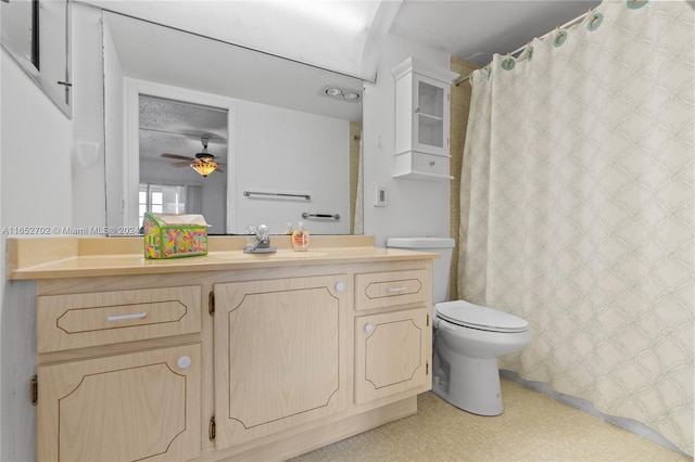3024 Farnham O Unit 3024, Deerfield Beach, FL 33442 - full bathroom featuring vanity, tile patterned floors, ceiling fan, and curtained shower