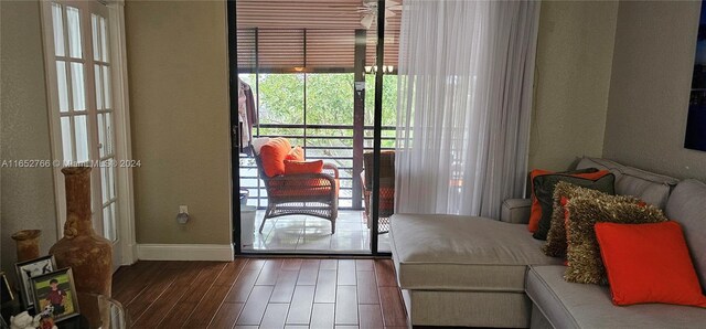 bedroom featuring dark hardwood / wood-style flooring