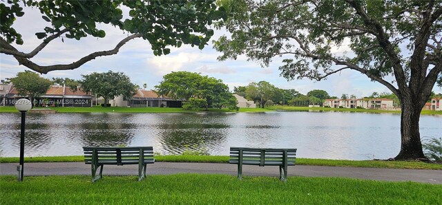 view of property's community with a water view