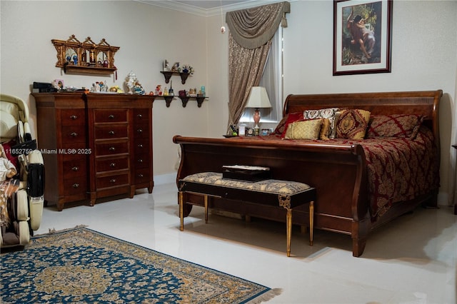 bedroom featuring ornamental molding