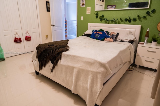 bedroom with tile patterned flooring