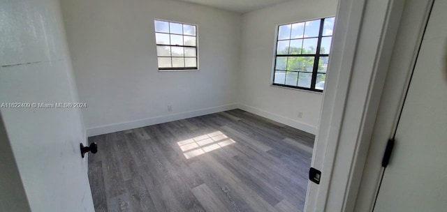 spare room featuring plenty of natural light and light hardwood / wood-style flooring